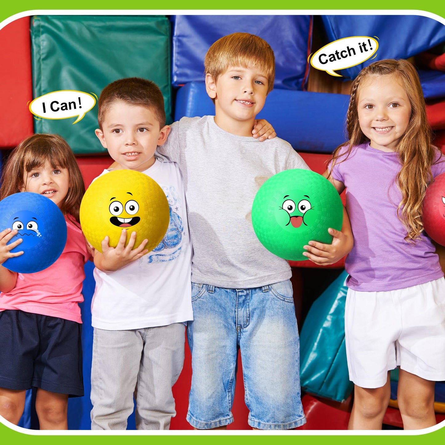 Jerify 30 Pcs 6.3-Inch Dodgeballs – Colorful Emotion Playground Balls for Indoor & Outdoor Games