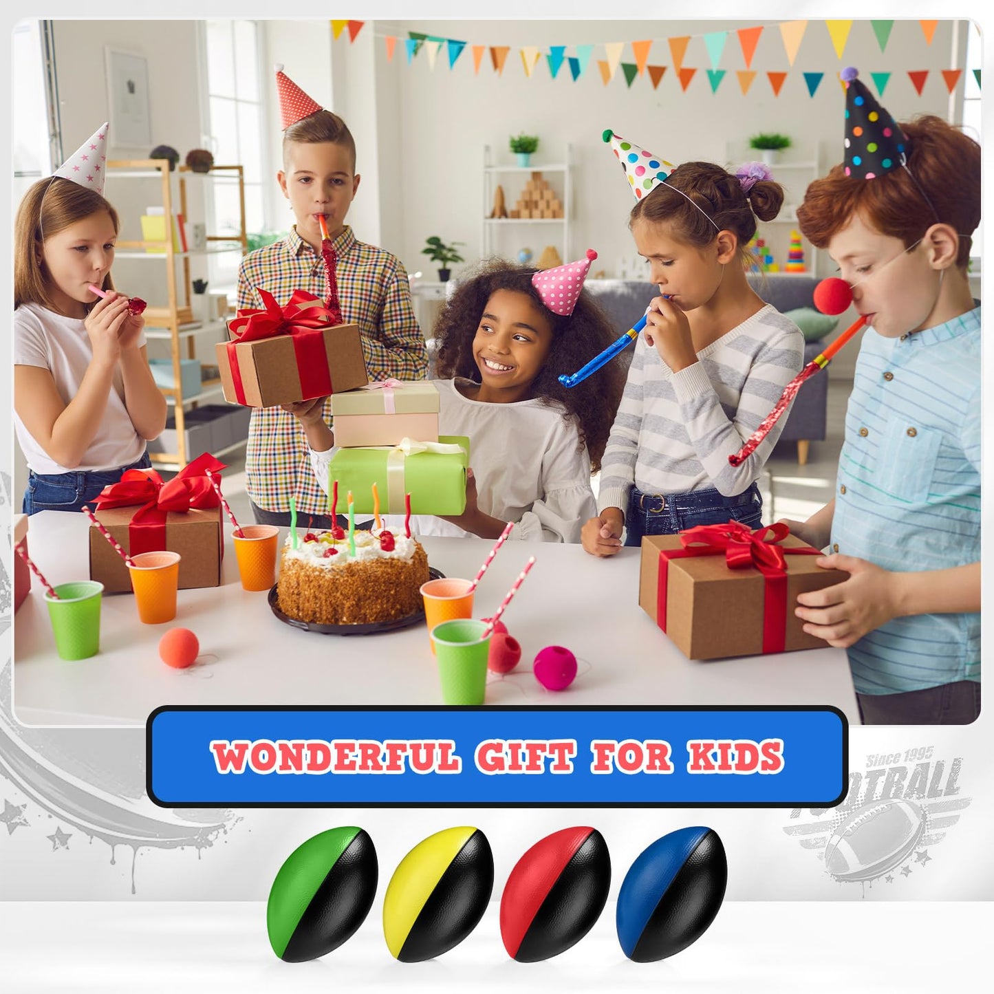 Jerify 12 Pcs Mini Foam Footballs – 7 Inch Spiral Design for Kids Indoor Outdoor Play