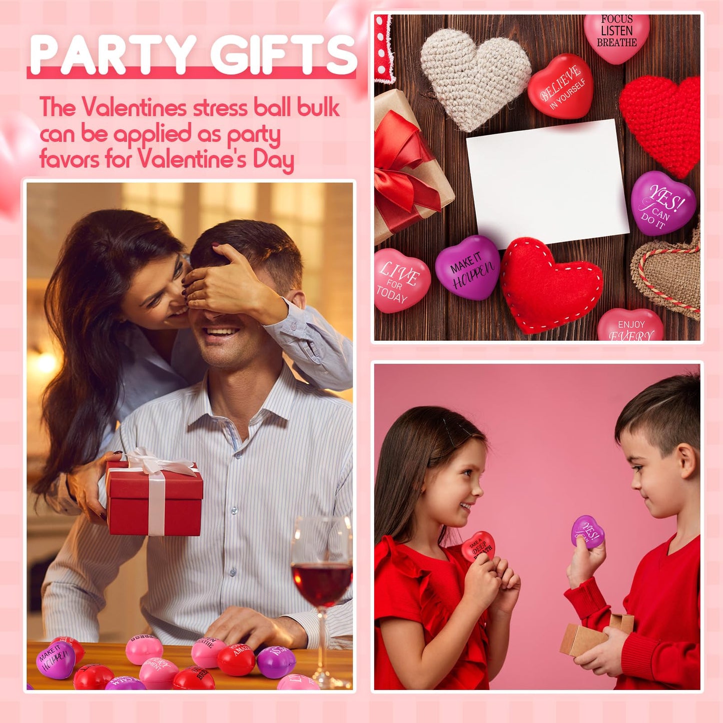 Jerify 100 Pcs Valentines Day Heart Stress Balls – 1.5-Inch Small Heart Shaped Fidget Balls for Parties & Gifts