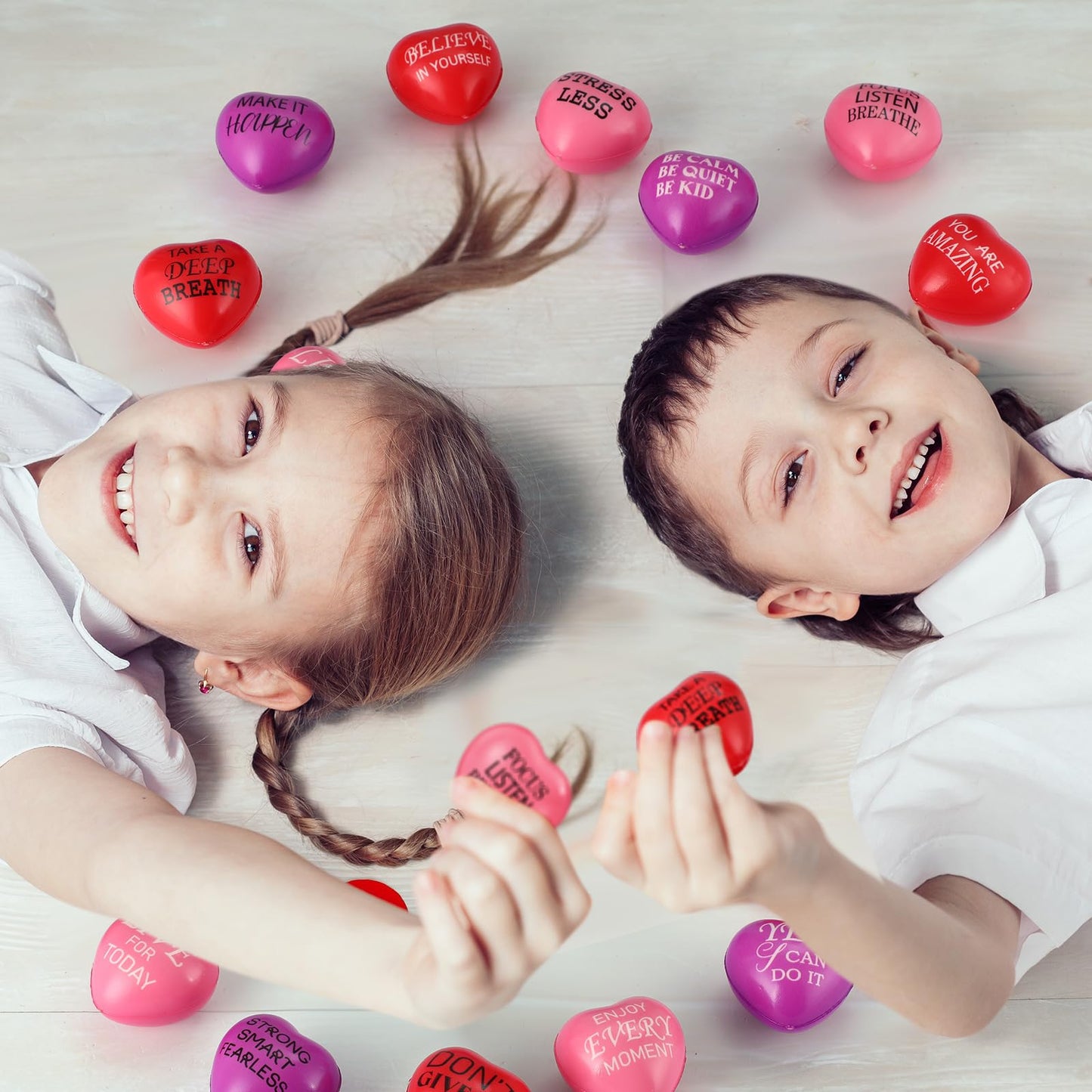 Jerify 100 Pcs Valentines Day Heart Stress Balls – 1.5-Inch Small Heart Shaped Fidget Balls for Parties & Gifts