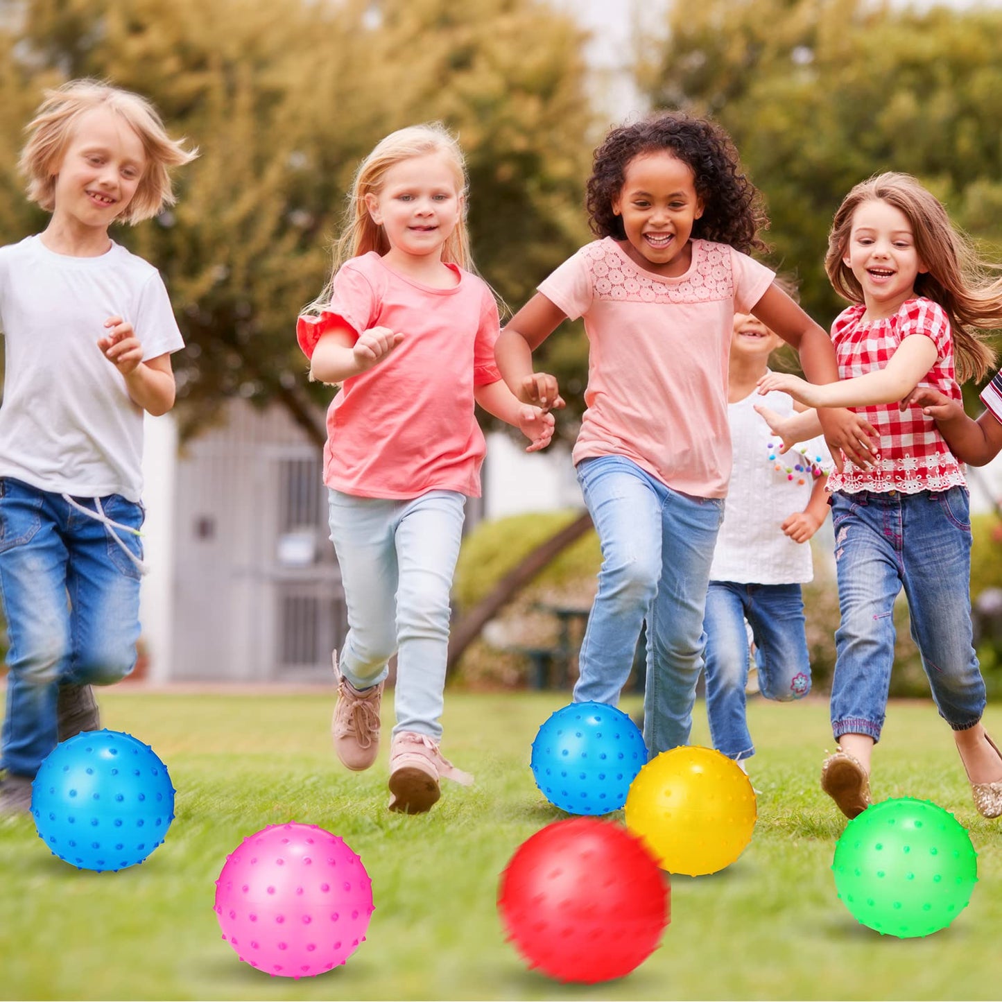 Jerify 24 Pieces Knobby Balls – 4.72-Inch Bouncy Spiky Sensory Ball Set for Indoor and Outdoor Play