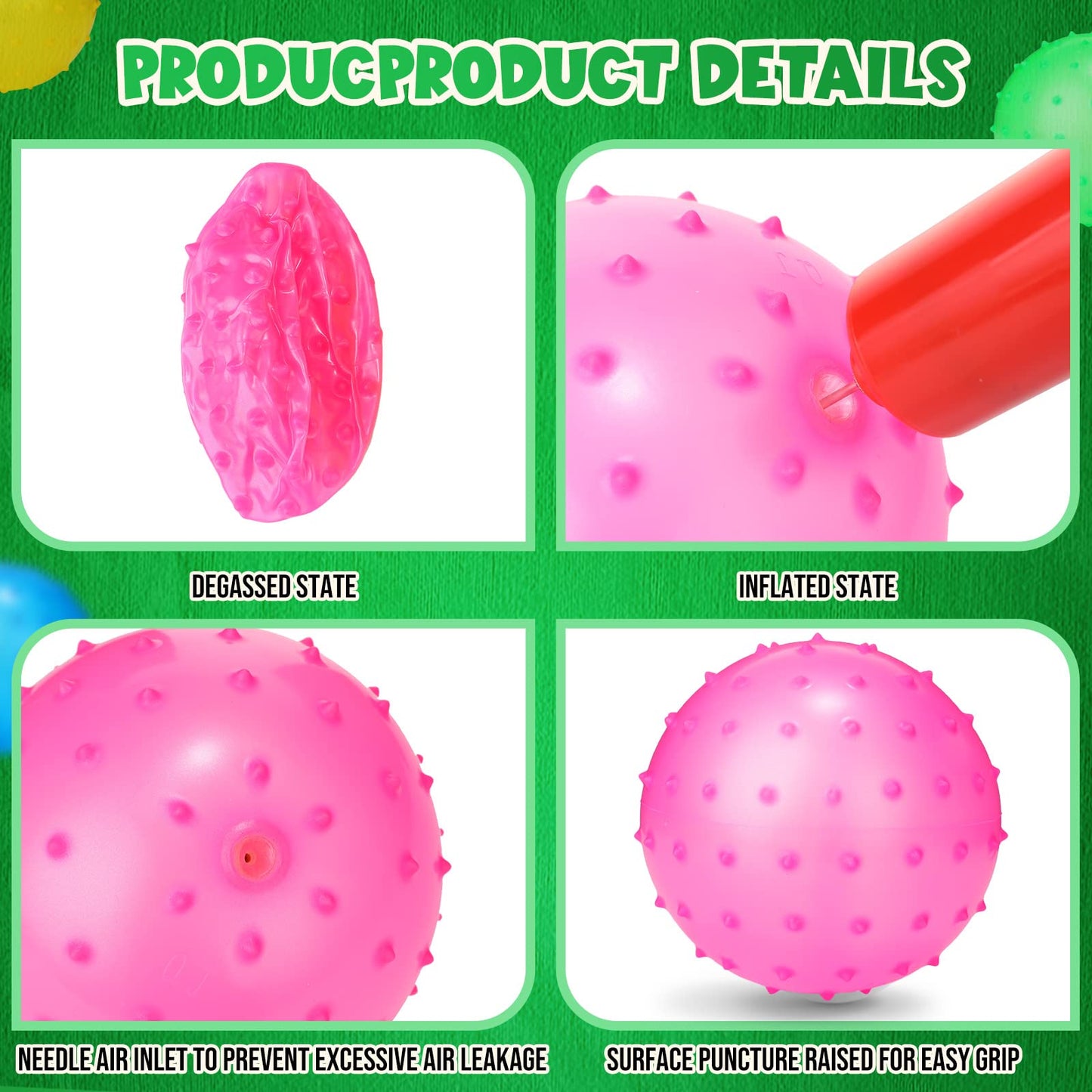Jerify 24 Pieces Knobby Balls – 4.72-Inch Bouncy Spiky Sensory Ball Set for Indoor and Outdoor Play
