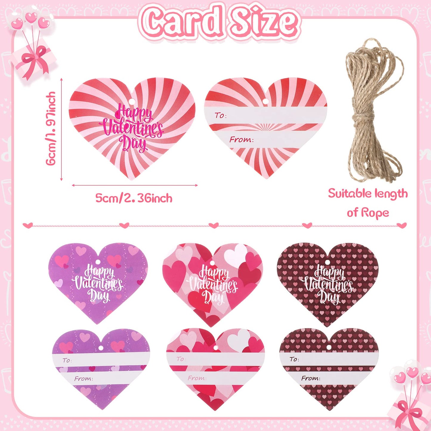 Jerify 12 Pcs Valentines Rubber Ducks with Gift Cards - Pastel 6 Styles