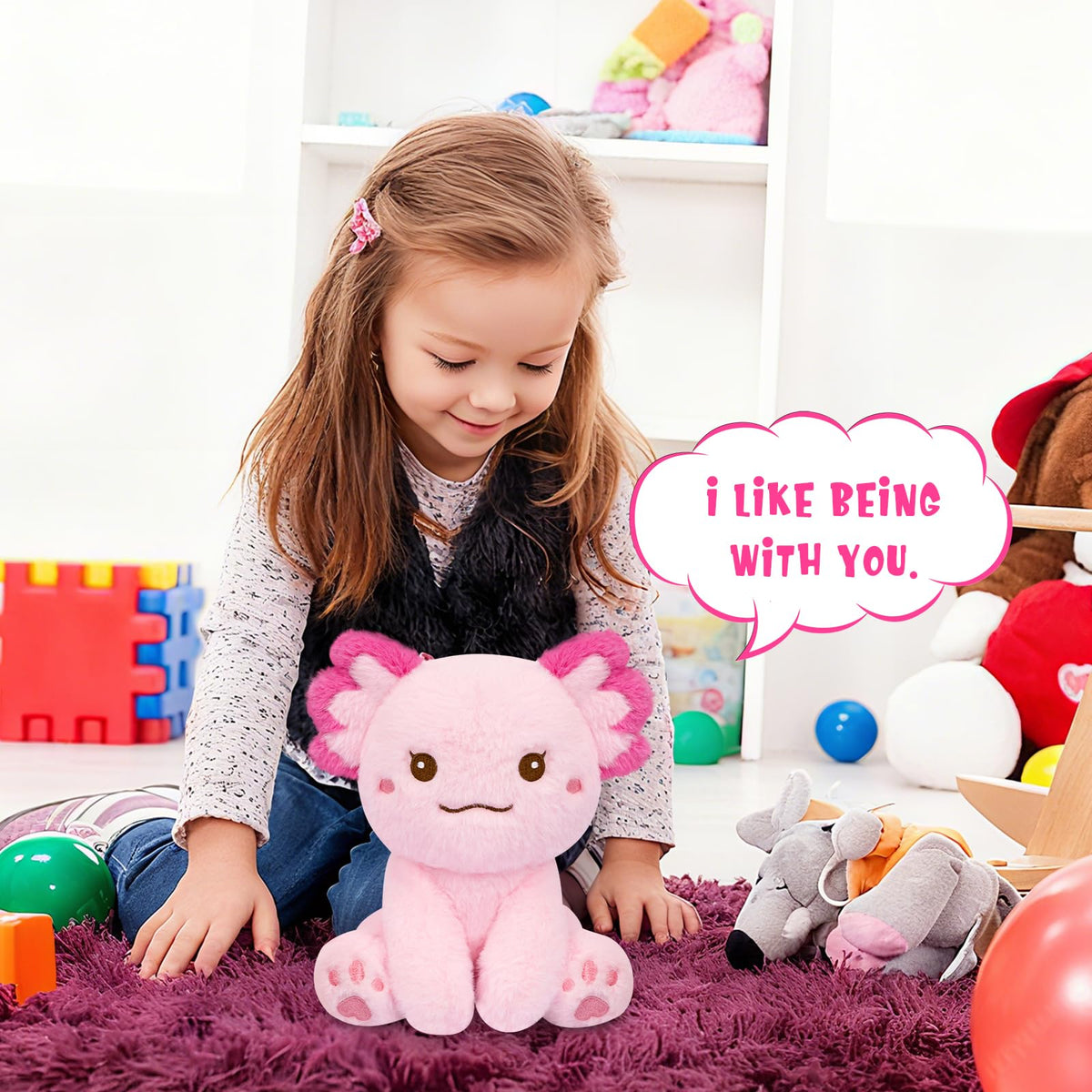 JEROKUMI Axolotl Plush – 8.6-Inch Pink Big-Head Cute Stuffed Animal