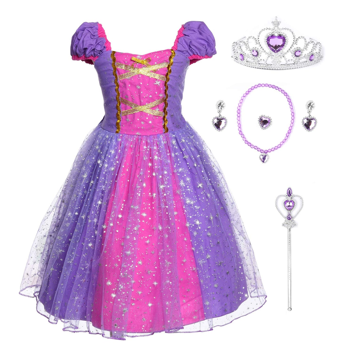JerrisApparel Girl Princess Costume Dress – Purple (Size 5) for Birthday Parties