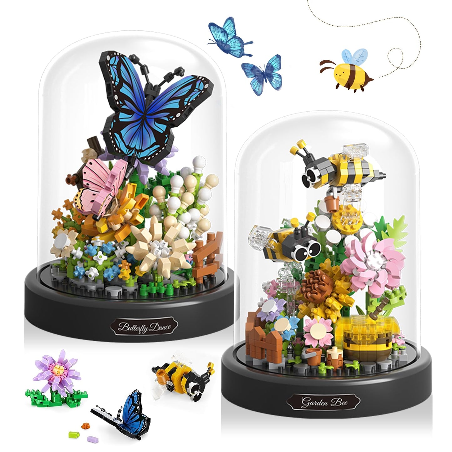 JESGO 2 Flowers Bouquet Building Set – Insects, Bees & Sunflowers (1118 PCS)