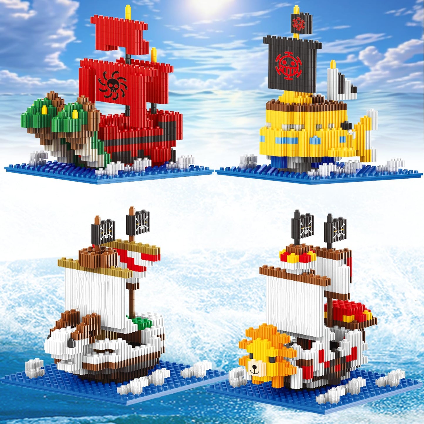 JESGO 5 Mini Pirate Ship Building Blocks | Collectible Ship Sets for Teens 14+