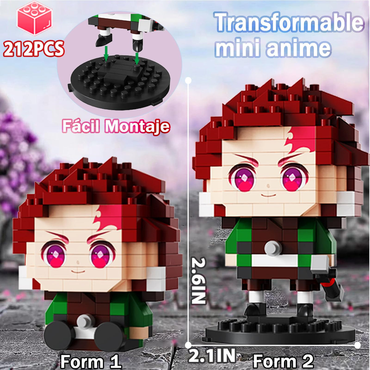 JESGO 5 Anime Demon Slayer Figures Building Set – 1140 Pcs, 2-in-1 Sitting & Standing Models | Manga Collectible Gift