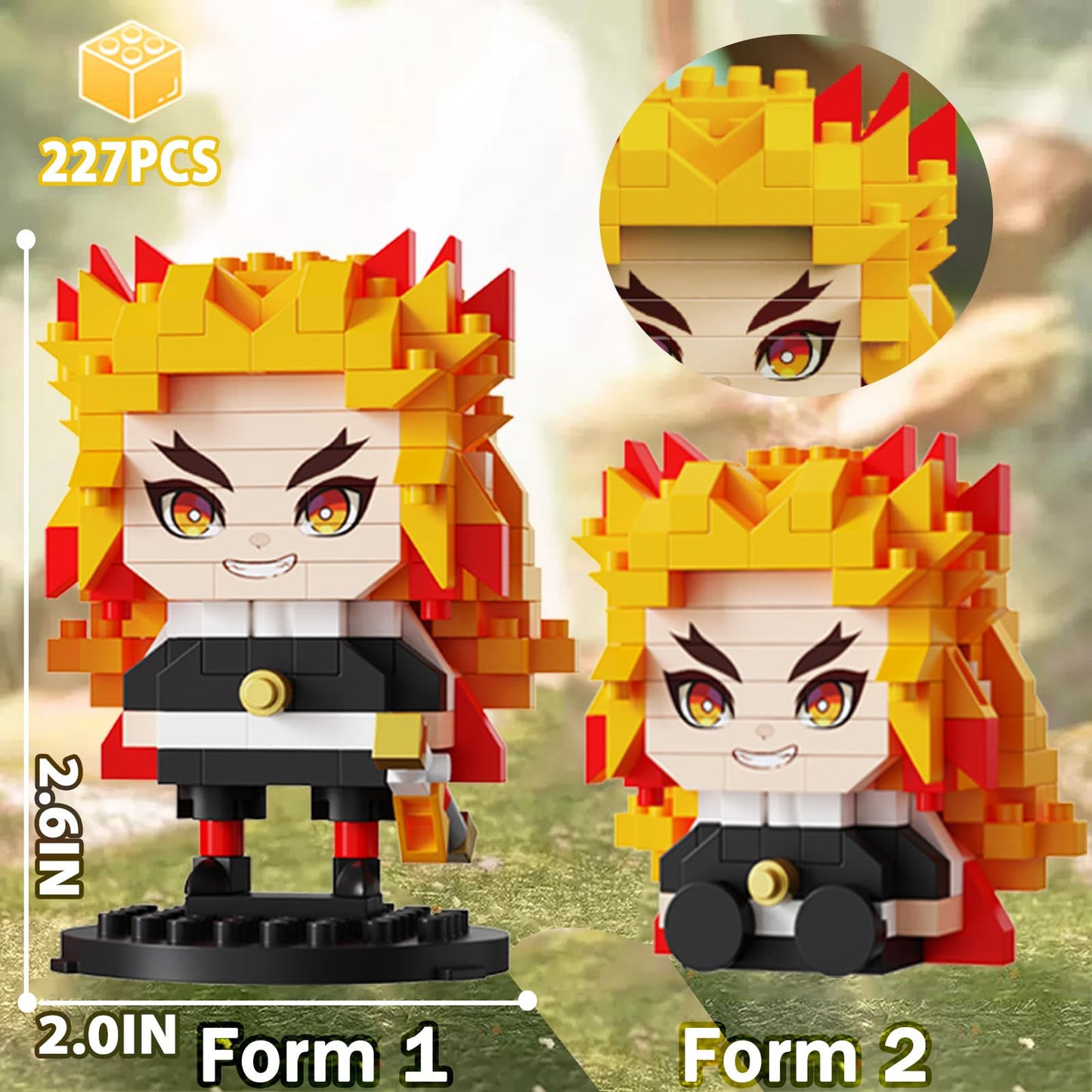 JESGO 5 Anime Demon Slayer Figures Building Set – 1140 Pcs, 2-in-1 Sitting & Standing Models | Manga Collectible Gift