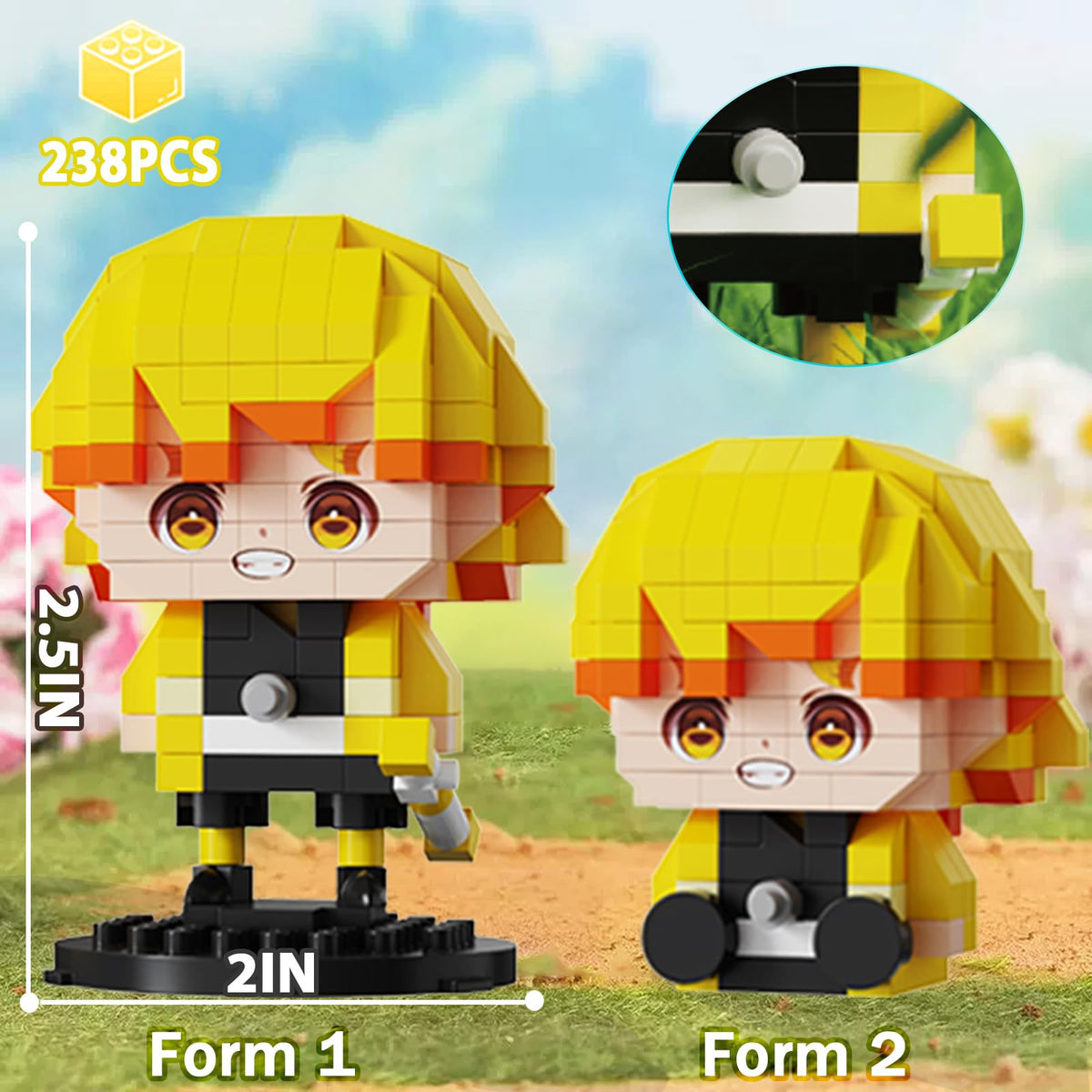 JESGO 5 Anime Demon Slayer Figures Building Set – 1140 Pcs, 2-in-1 Sitting & Standing Models | Manga Collectible Gift