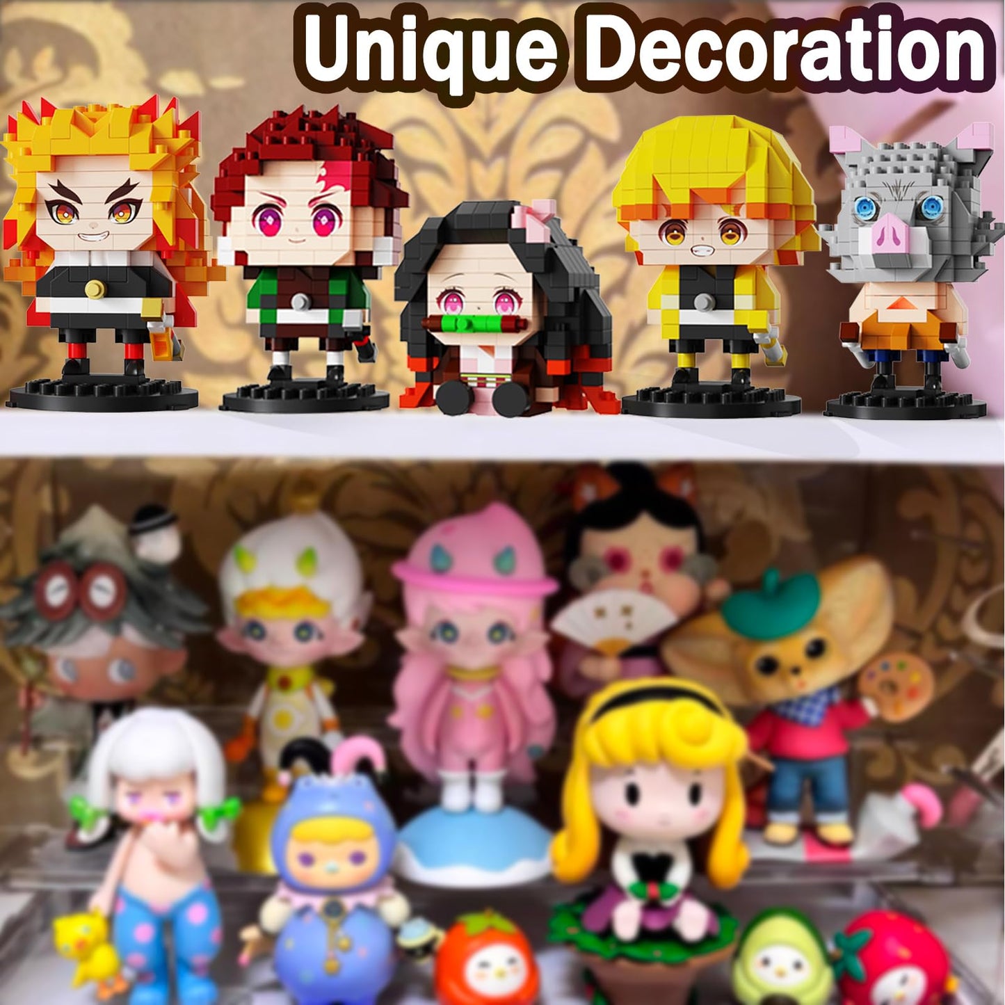 JESGO 5 Anime Demon Slayer Figures Building Set – 1140 Pcs, 2-in-1 Sitting & Standing Models | Manga Collectible Gift