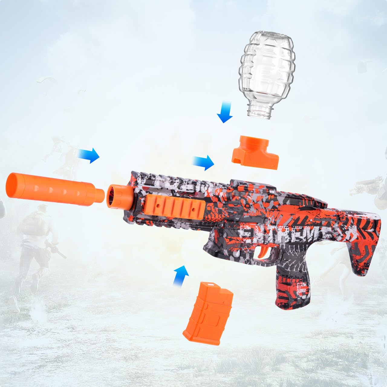 JESKH 2 Pack Splatter Blasters – Full Auto Gel Blaster Kit, 600 Hopper, 10 Rounds/sec, 12+