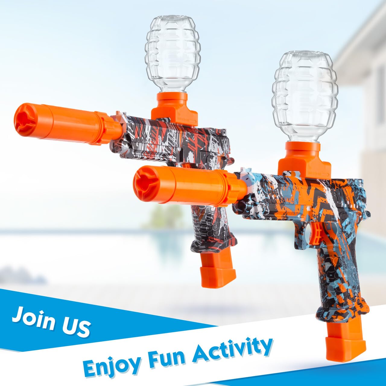 JESKH 2 Pack Splatter Blasters – Outdoor Electric Splat Toy Kit (2 Batteries Included)