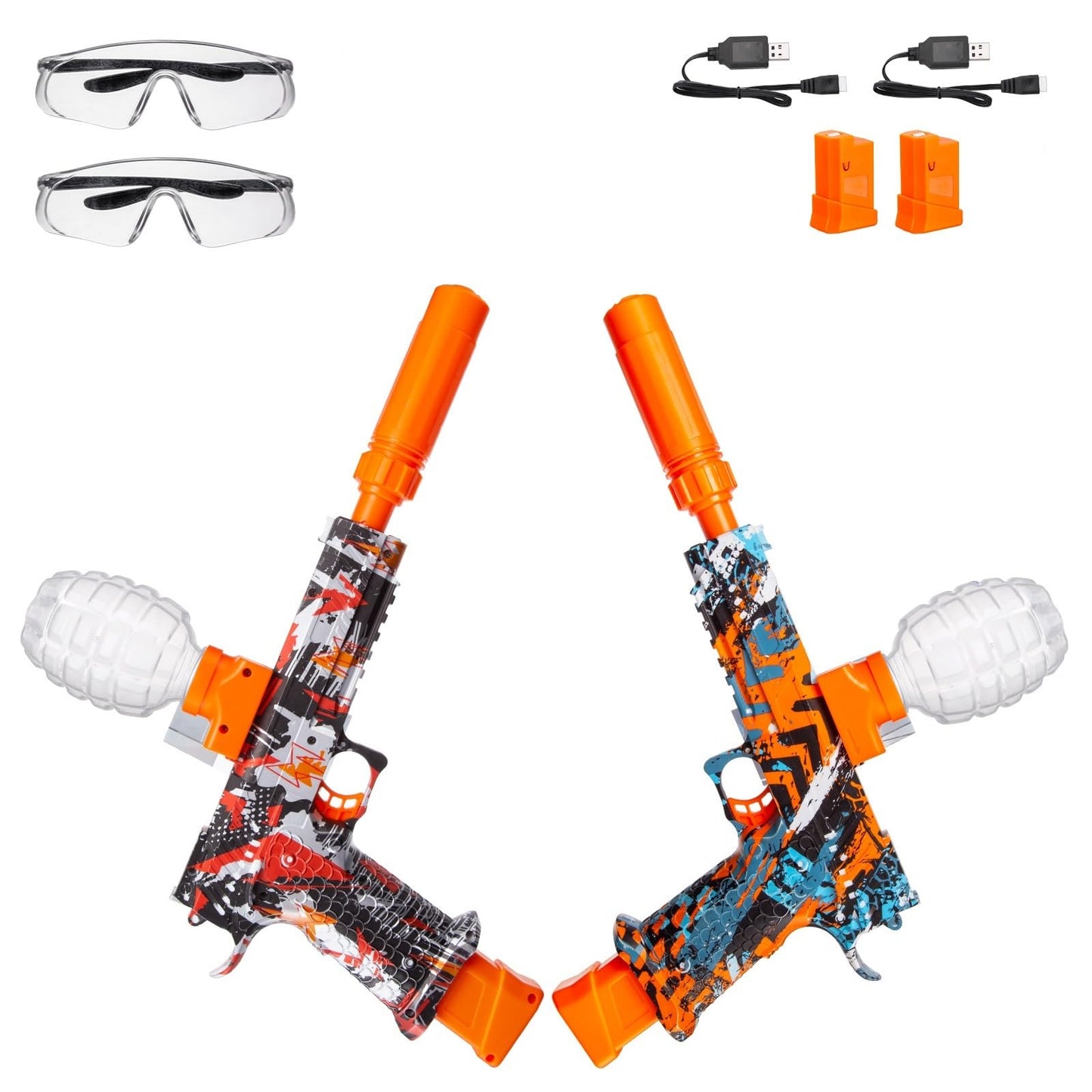 JESKH 2 Pack Splatter Blasters – Outdoor Electric Splat Toy Kit (2 Batteries Included)