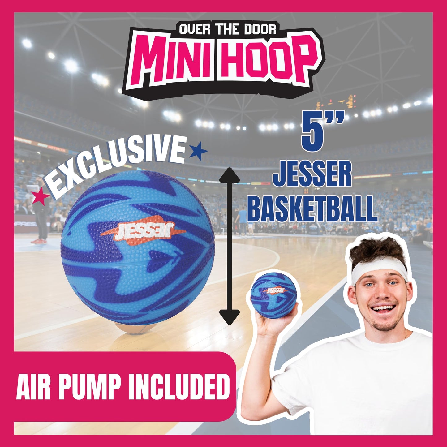 Jesser Hoop Over The Door Mini Basketball Hoop – LED Scoring, 2 Modes, 5-inch Ball | Indoor Kids 6+