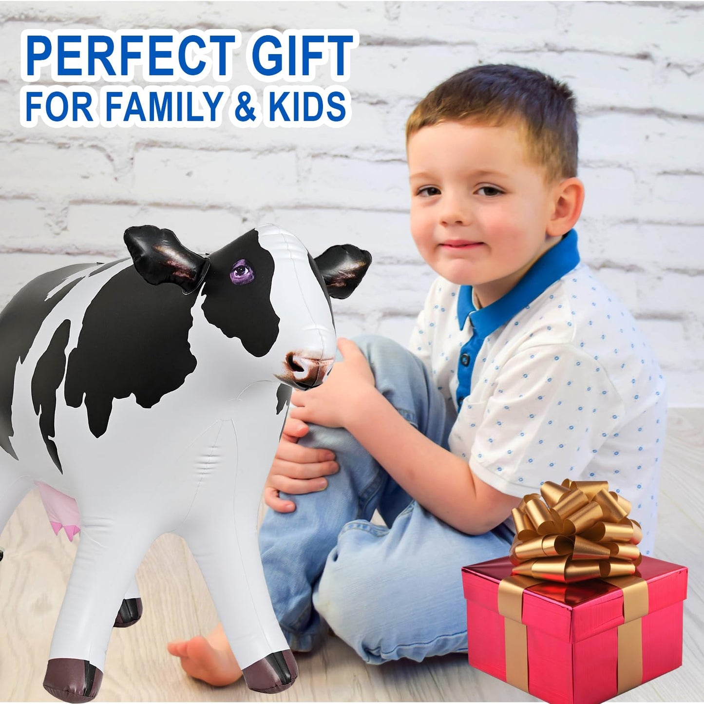 Jet Creations Cow Inflatable - 37-Inch Baby Cow for Pool Parties, Birthday Decor, Indoor/Outdoor Decor