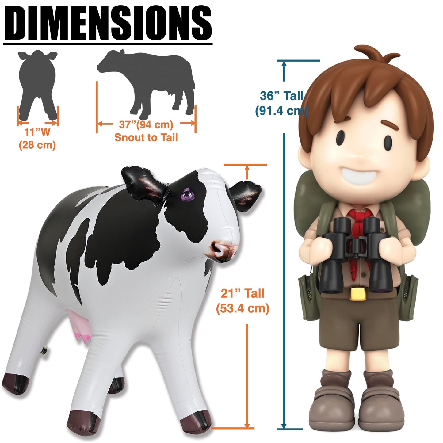 Jet Creations Cow Inflatable - 37-Inch Baby Cow for Pool Parties, Birthday Decor, Indoor/Outdoor Decor