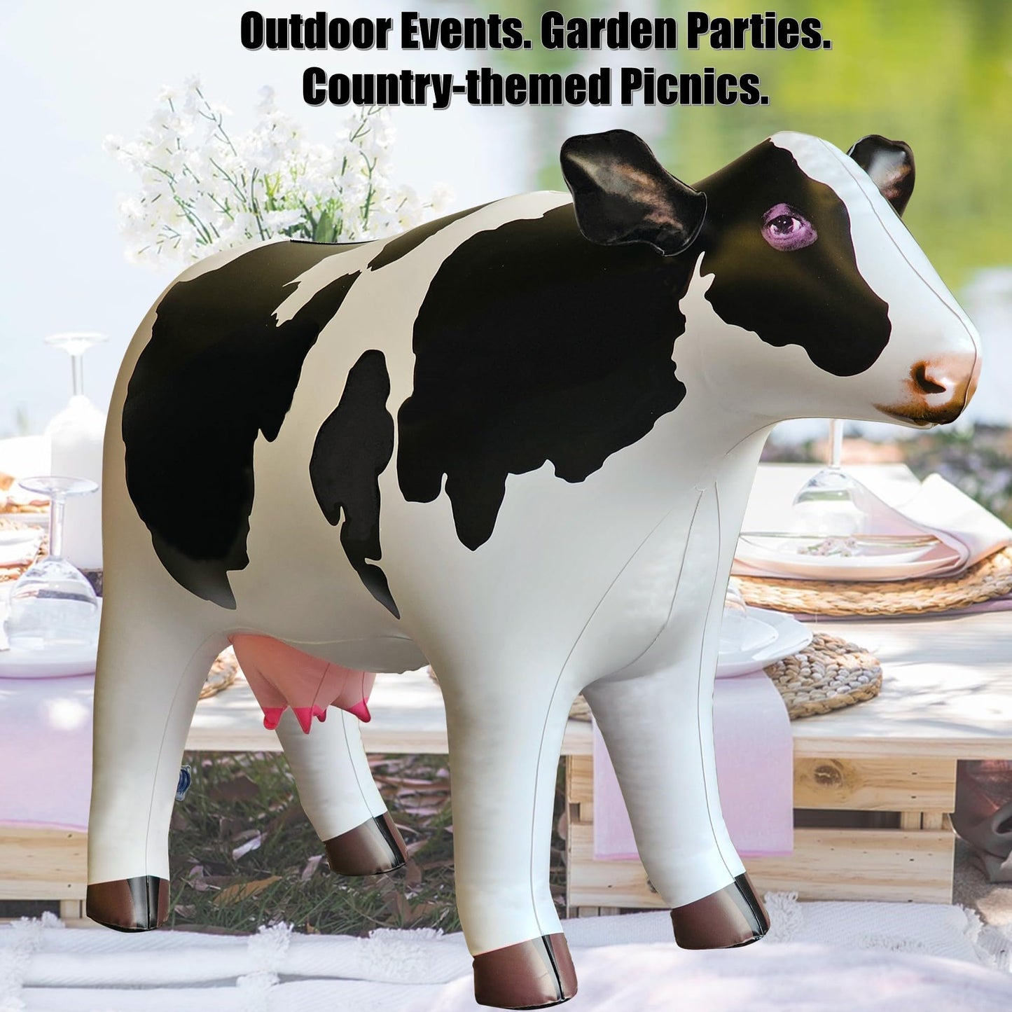 Jet Creations Cow Inflatable - 37-Inch Baby Cow for Pool Parties, Birthday Decor, Indoor/Outdoor Decor