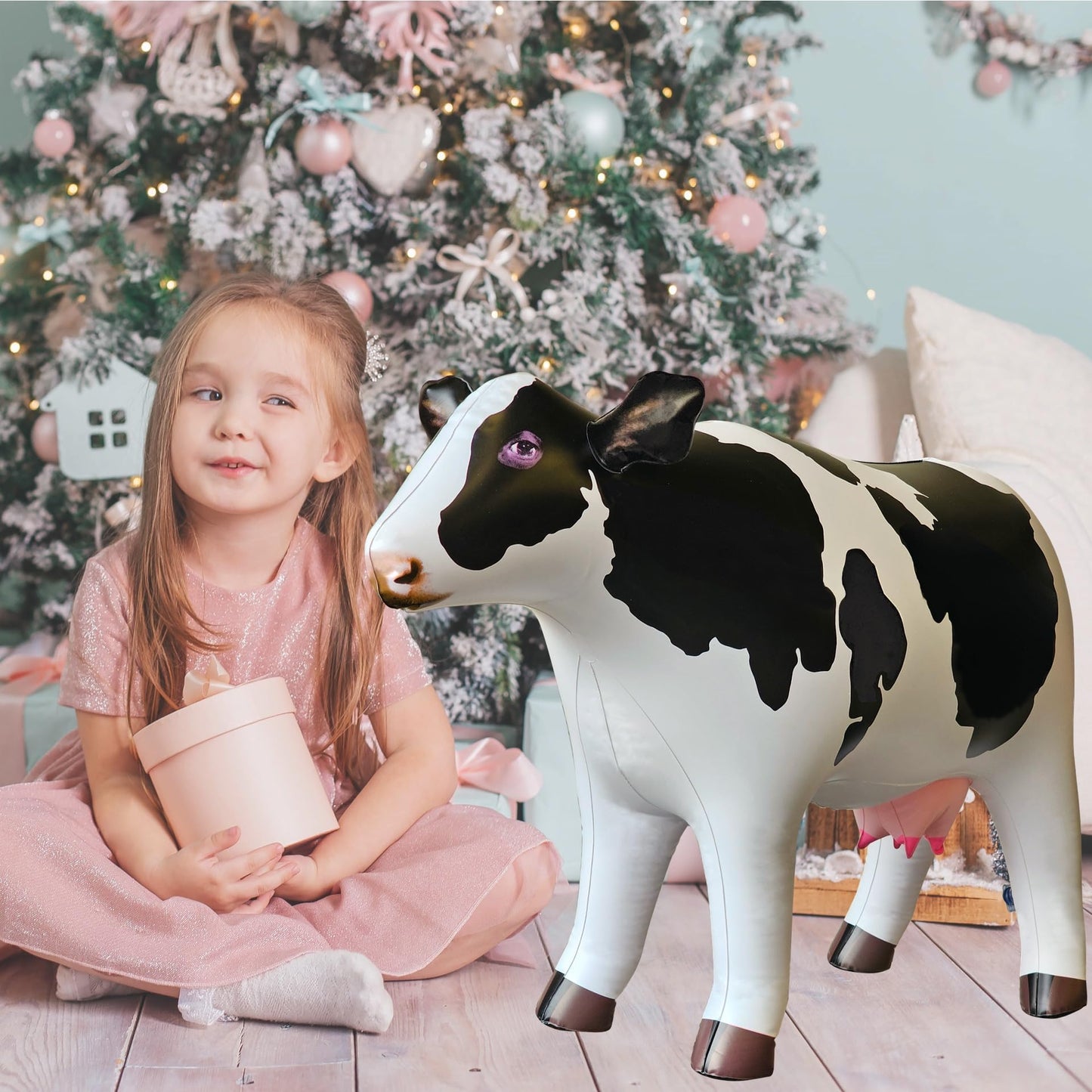 Jet Creations Cow Inflatable - 37-Inch Baby Cow for Pool Parties, Birthday Decor, Indoor/Outdoor Decor