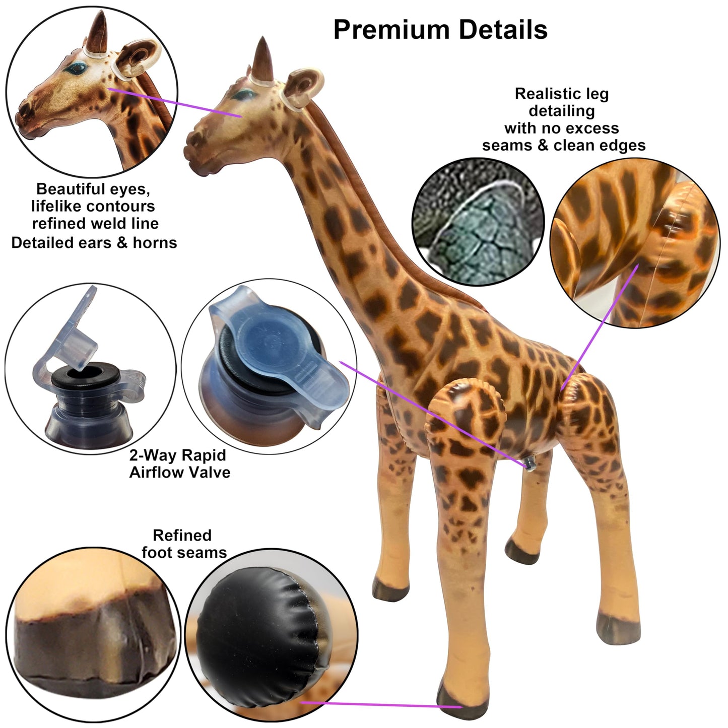 Jet Creations 36in Inflatable Giraffe Toy for Pool Parties, Birthdays, Indoor & Outdoor Decor