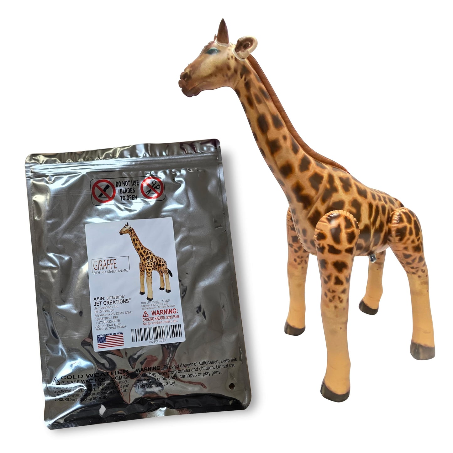 Jet Creations 36in Inflatable Giraffe Toy for Pool Parties, Birthdays, Indoor & Outdoor Decor