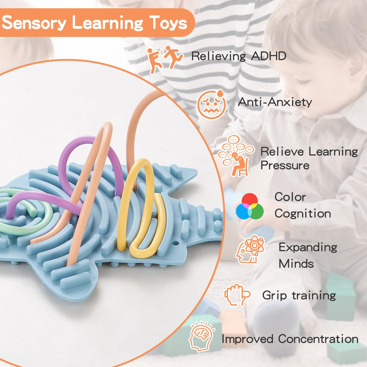 Jet Lag 2-Pack Sensory Activity Board – 20 Strings, Double-Sided Silicone Fidget Toy