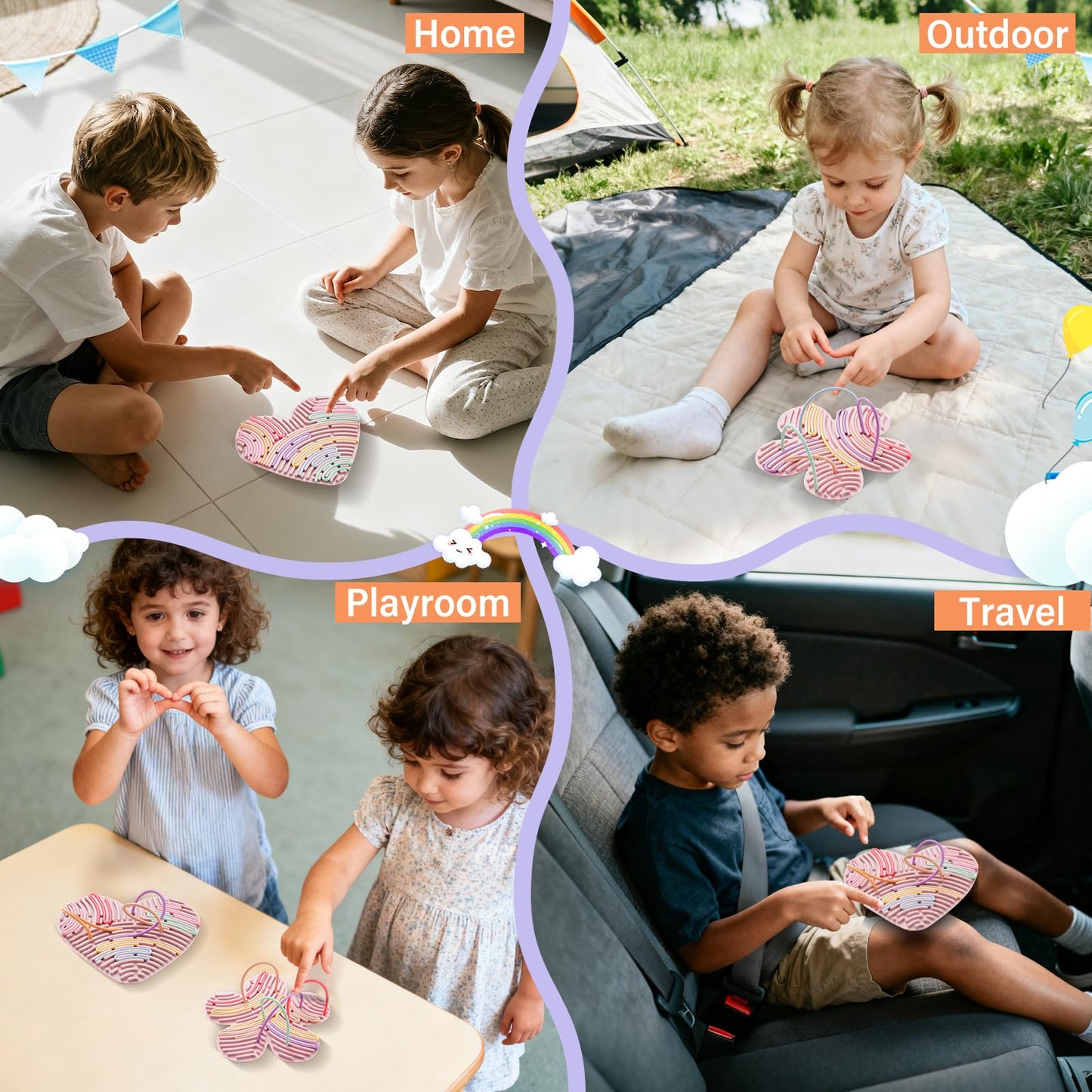 JET LAG 2-Pack Sensory Activity Board – Quiet Silicone Fidget Toy for Focus, Calm & Stress Relief