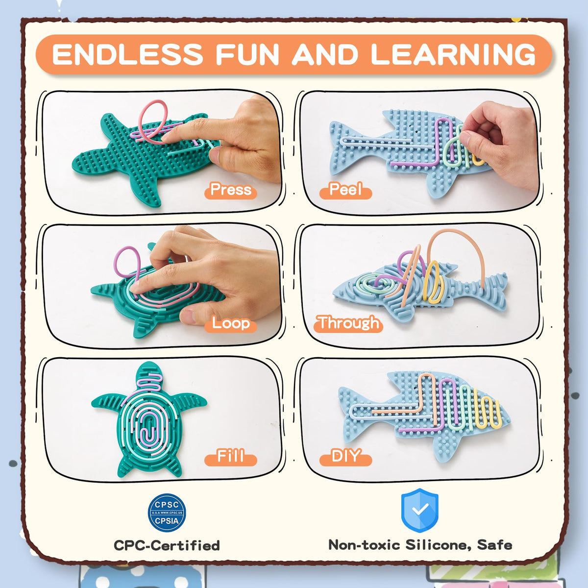 Jet Lag 2-Pack Sensory Activity Board – 20 Strings, Double-Sided Silicone Fidget Toy