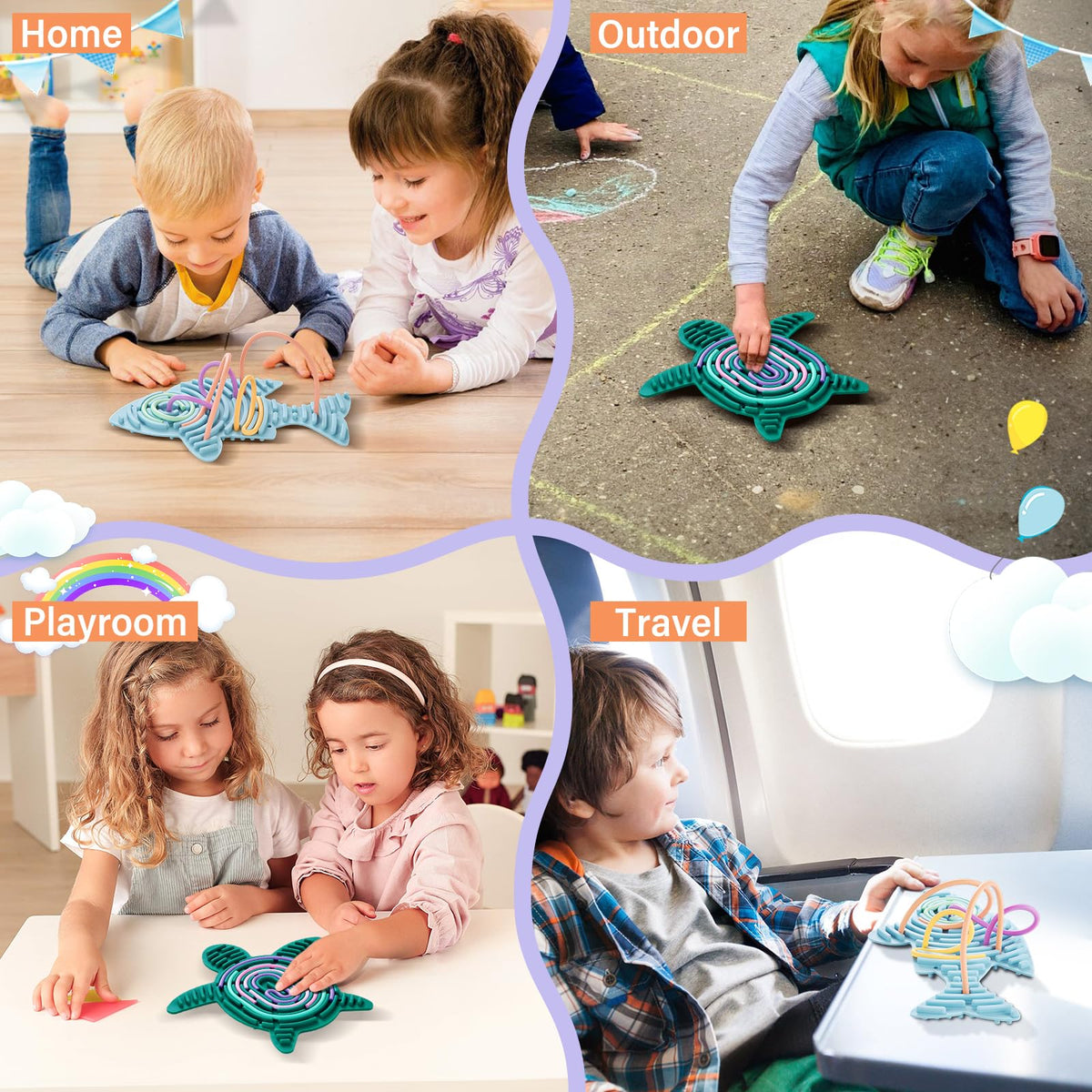 Jet Lag 2-Pack Sensory Activity Board – 20 Strings, Double-Sided Silicone Fidget Toy