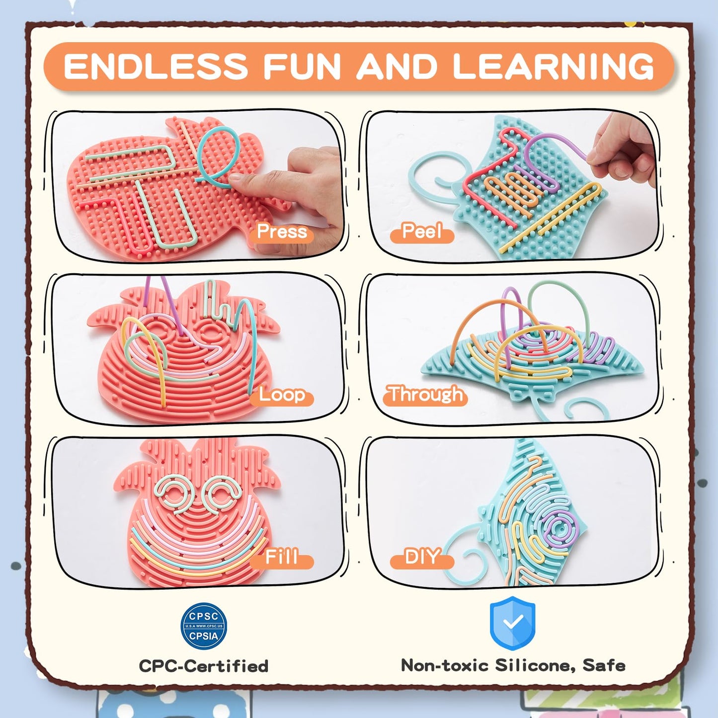 Jet Lag 2-Pack Sensory Activity Board with 20 Strings — Silent Fidget Toy for Focus, Calming & Stress Relief