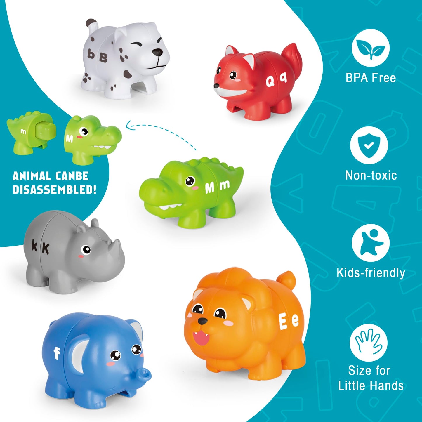 Jetbotell Learning ABC Animal Match Game for Toddlers – 52 Pcs Uppercase & Lowercase Letters
