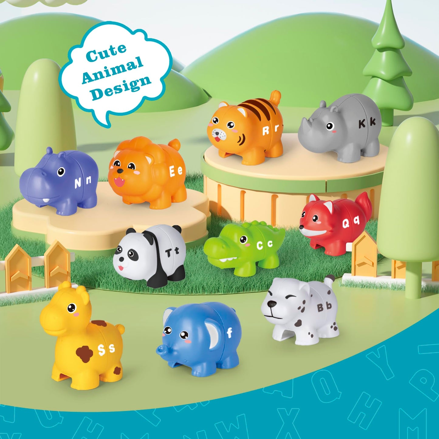 Jetbotell Learning ABC Animal Match Game for Toddlers – 52 Pcs Uppercase & Lowercase Letters