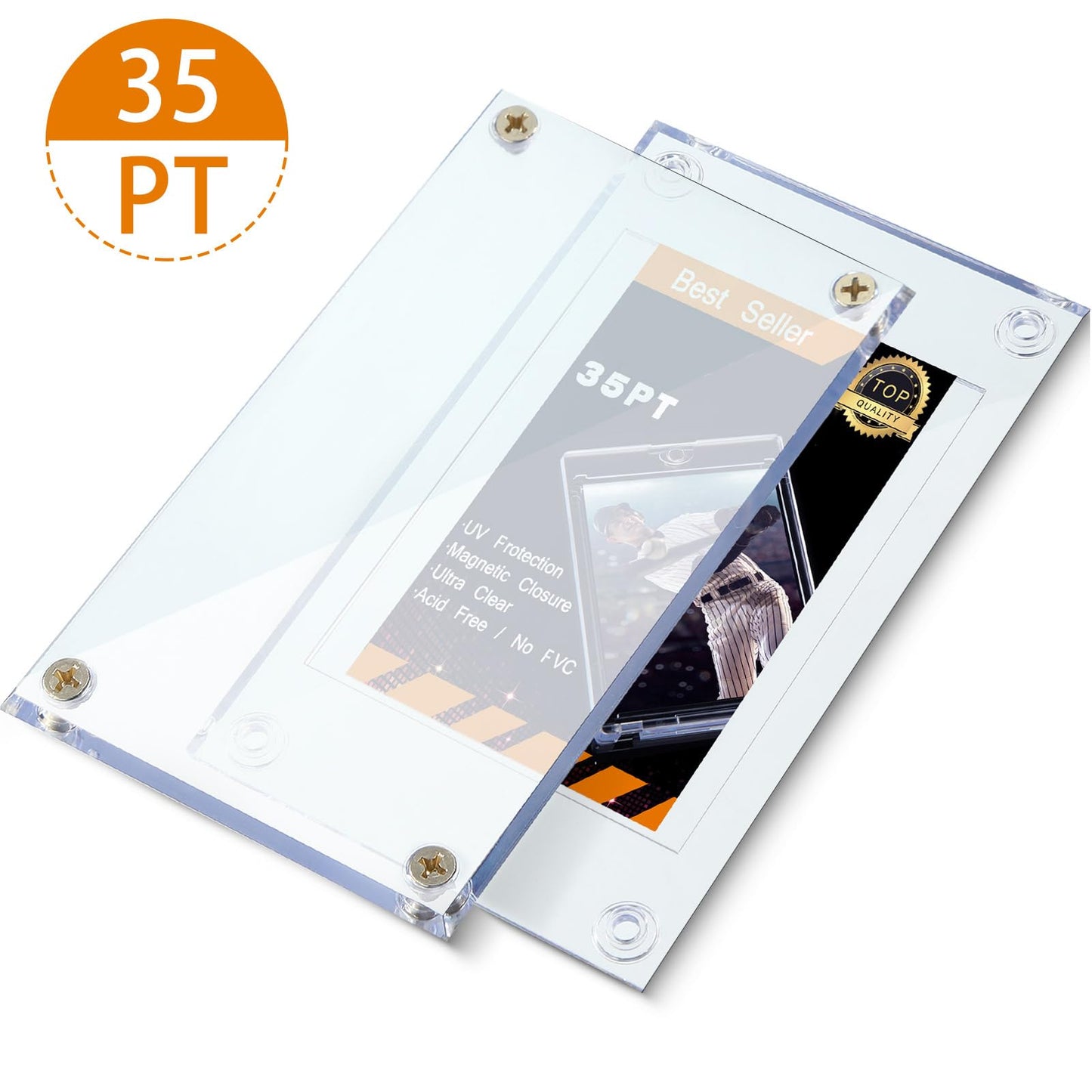 Jetec 40-Piece Screw Card Protectors – 35 Pt Acrylic Display Holders for Baseball & Football