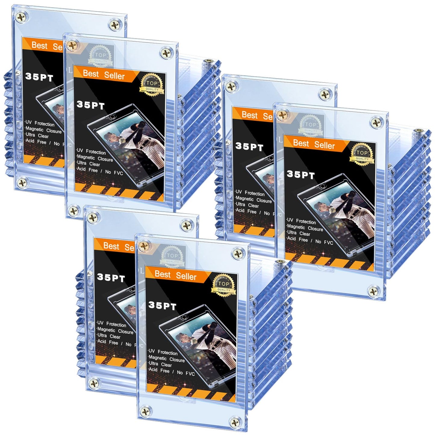 Jetec 40-Piece Screw Card Protectors – 35 Pt Acrylic Display Holders for Baseball & Football