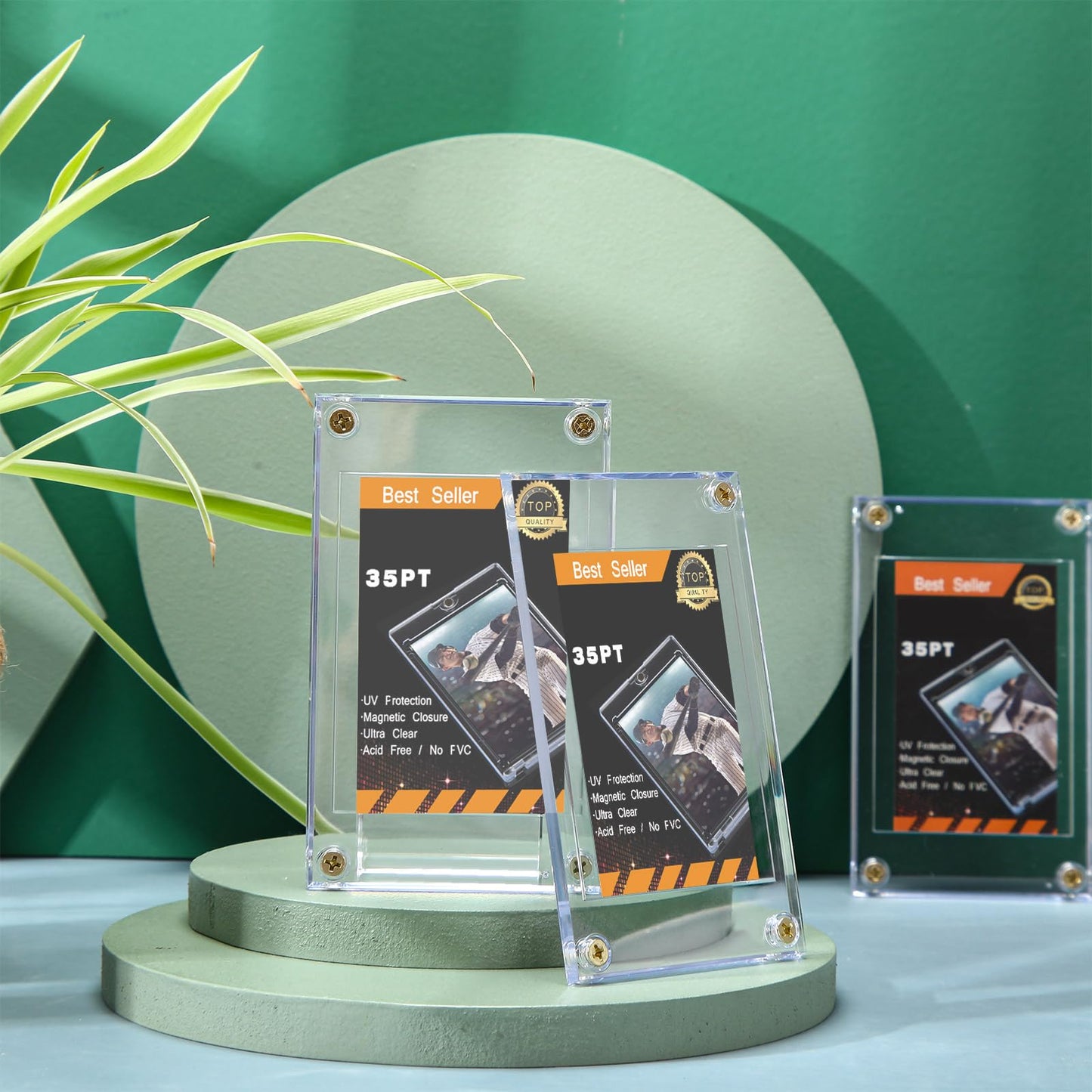Jetec 40-Piece Screw Card Protectors – 35 Pt Acrylic Display Holders for Baseball & Football