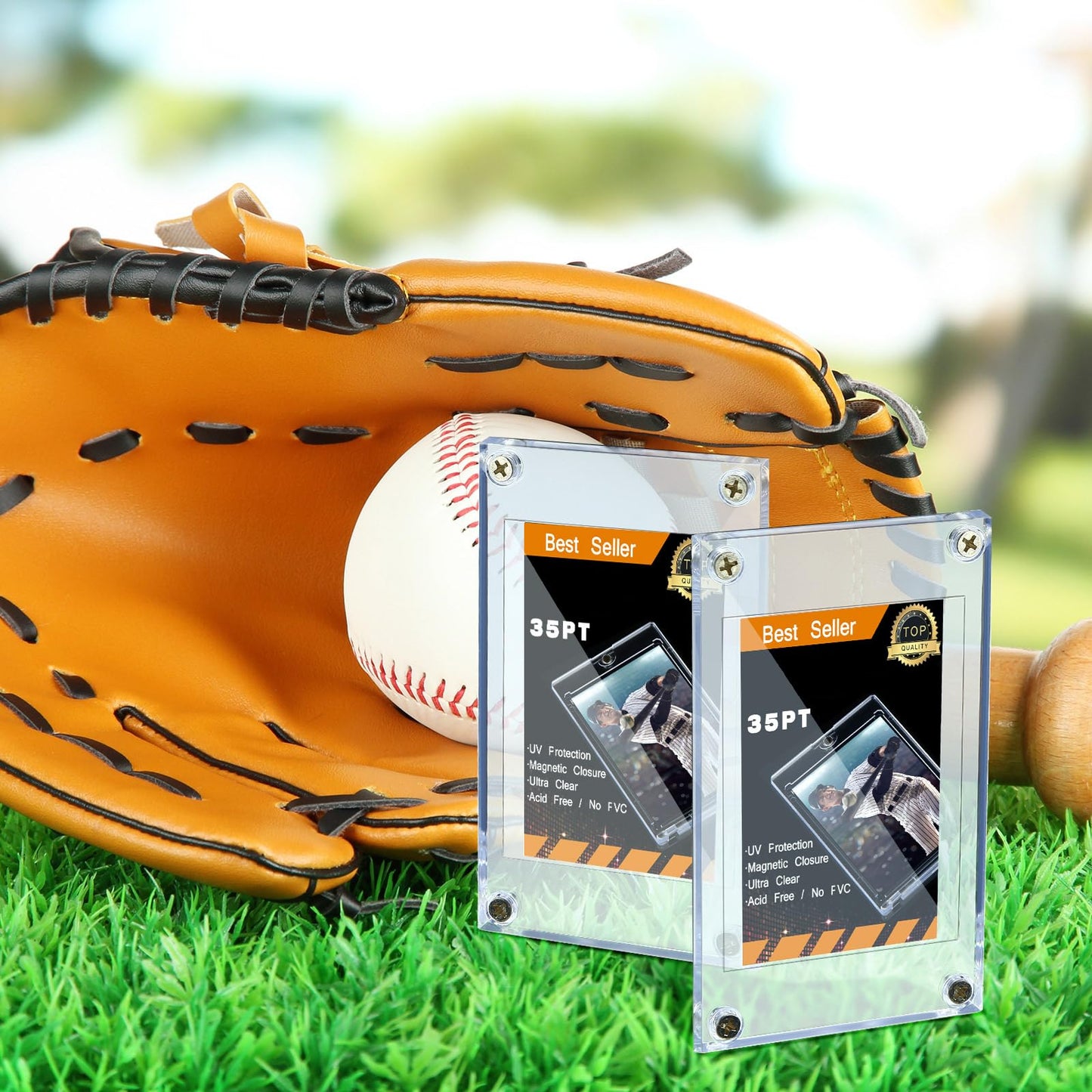 Jetec 40-Piece Screw Card Protectors – 35 Pt Acrylic Display Holders for Baseball & Football
