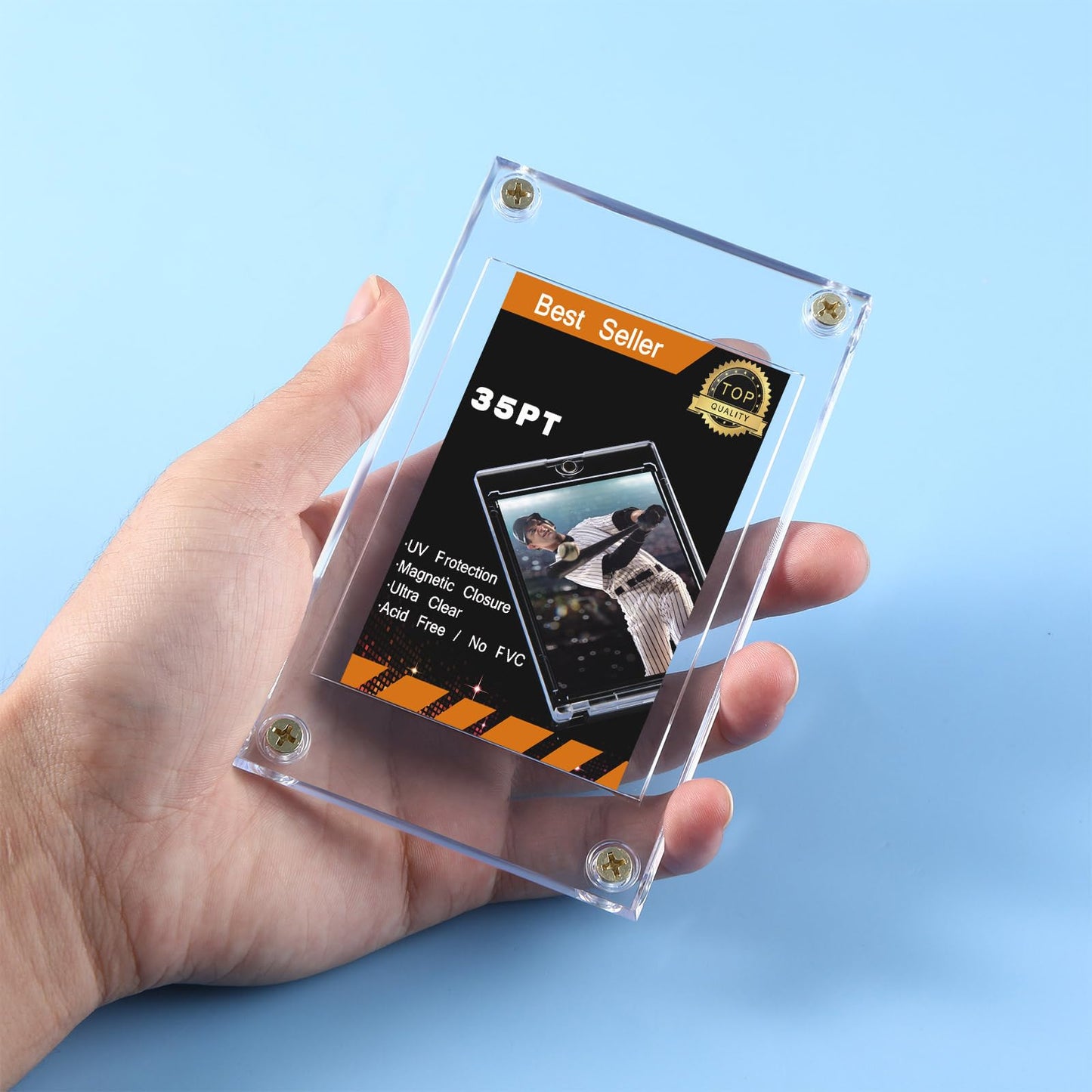 Jetec 40-Piece Screw Card Protectors – 35 Pt Acrylic Display Holders for Baseball & Football
