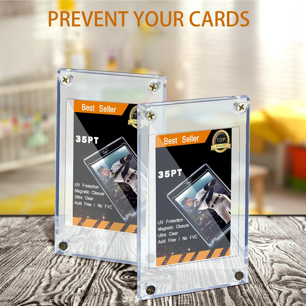 Jetec 5-Piece Screw Trading Card Protectors | 35 Pt Clear Acrylic Card Holders