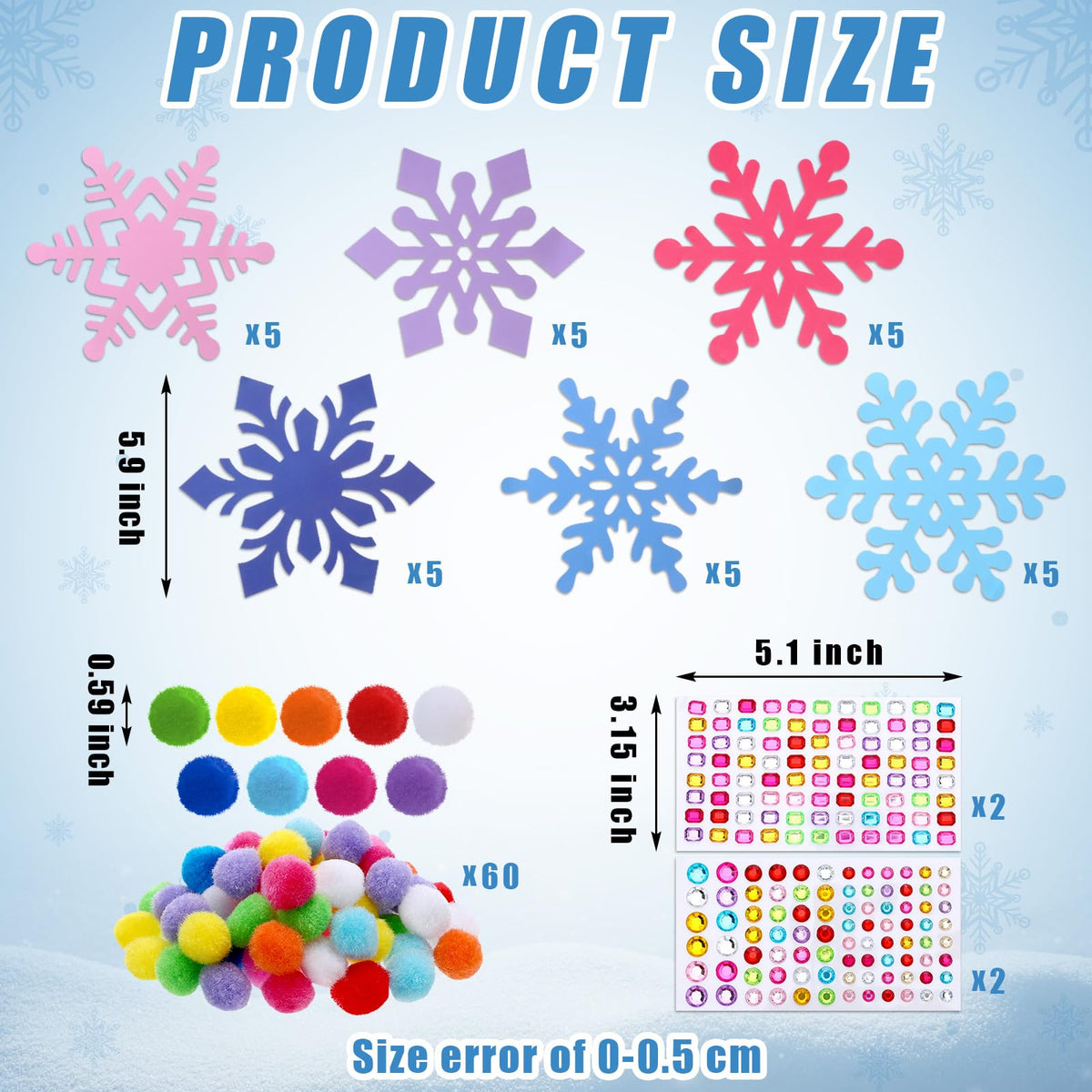 Jetec 30 Sets Snowflake Craft Kit – Winter Diamond Art Ornaments DIY Party Favors