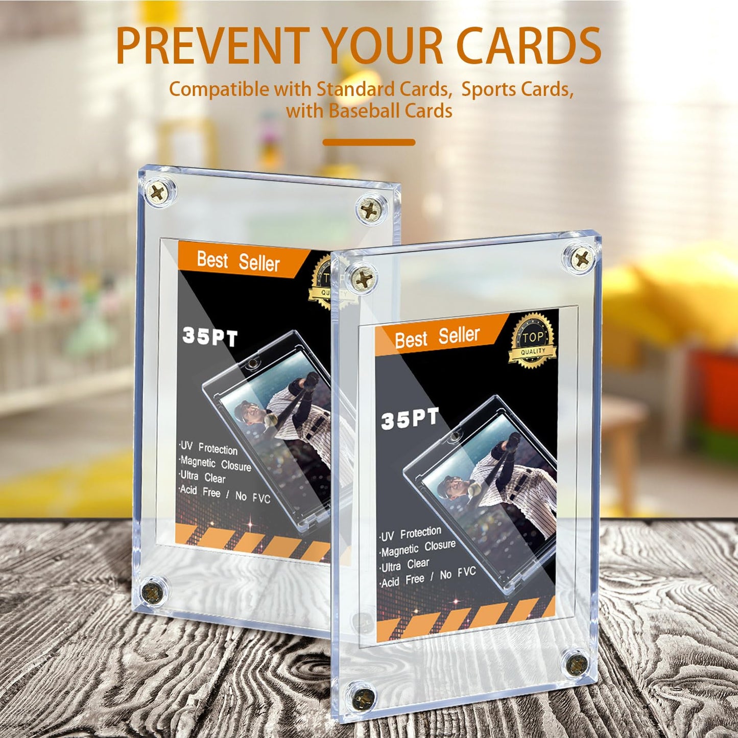Jetec 40-Piece Screw Card Protectors – 35 Pt Acrylic Display Holders for Baseball & Football