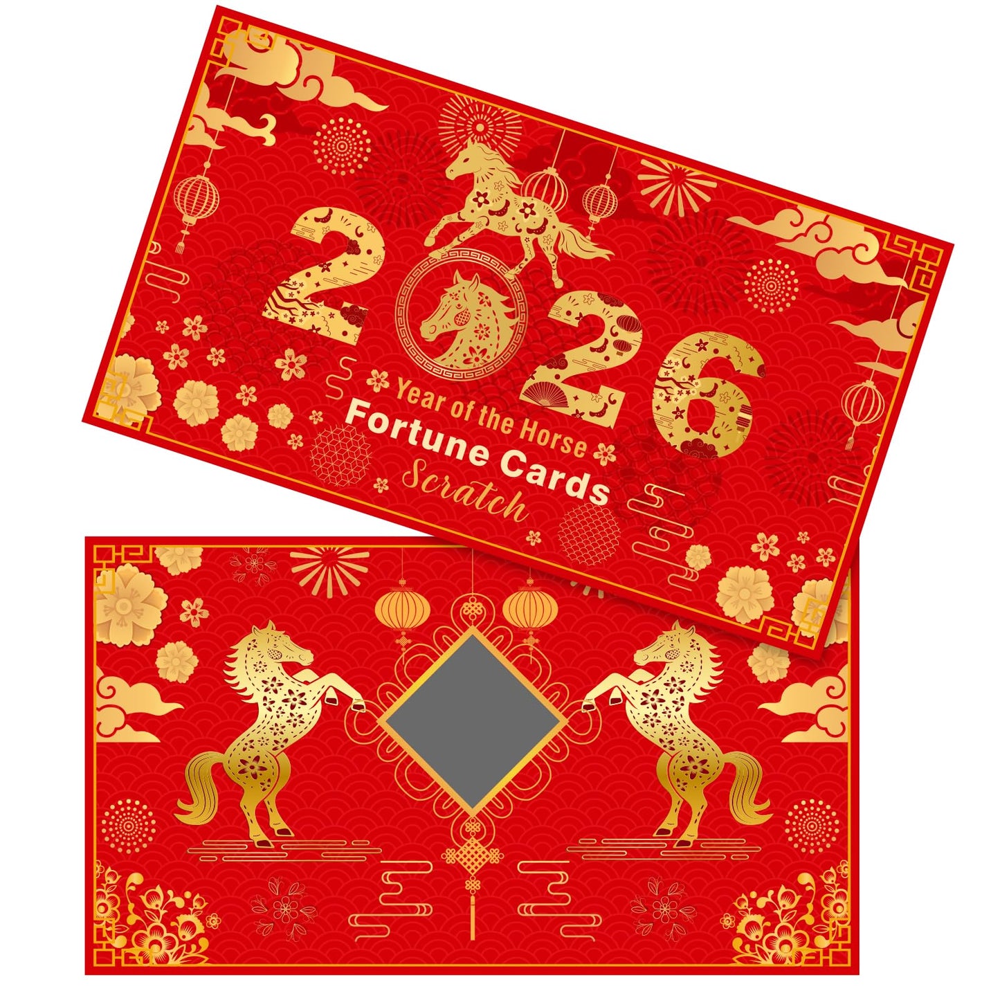 Jetec 40 Count Chinese New Year Scratch Off Fortune Cards – Lunar New Year Party Favors