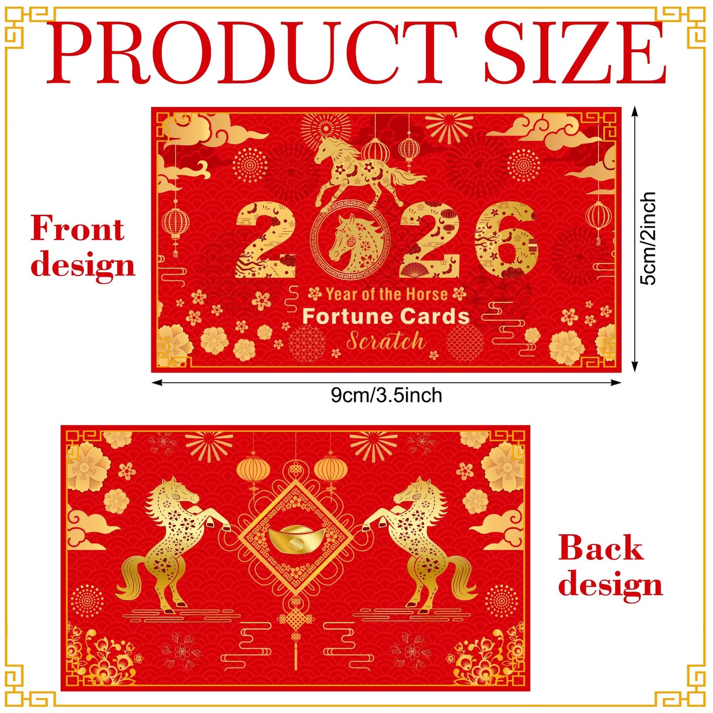 Jetec 40 Count Chinese New Year Scratch Off Fortune Cards – Lunar New Year Party Favors