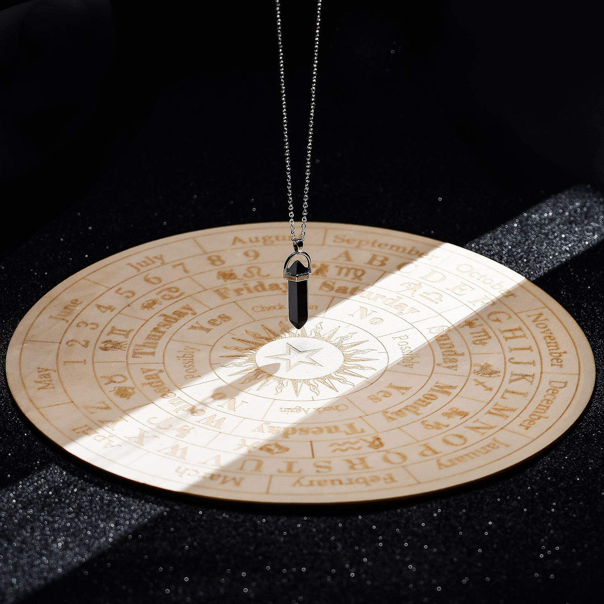 Jetec Star Pendulum Board – Wooden Round Dowsing Board for Witchcraft & Wiccan Altar (9.8 Inch)