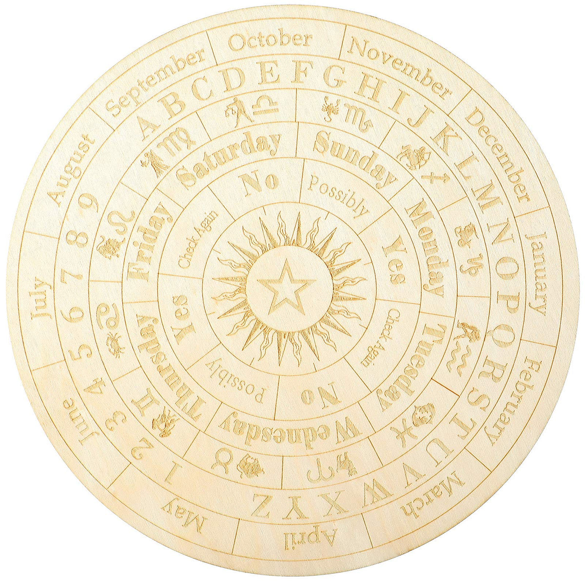 Jetec Star Pendulum Board – Wooden Round Dowsing Board for Witchcraft & Wiccan Altar (9.8 Inch)