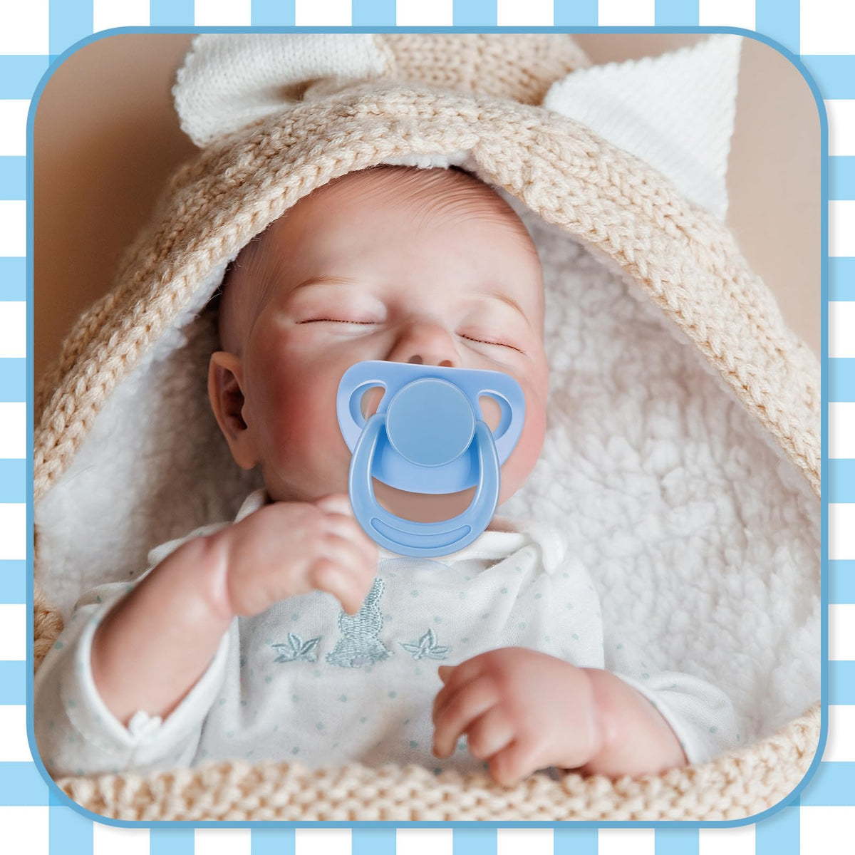 Jexine 4-Piece Reborn Doll Accessories — Magnetic Pacifiers & 125ml Bottles (Pink/Blue, Random Pattern)