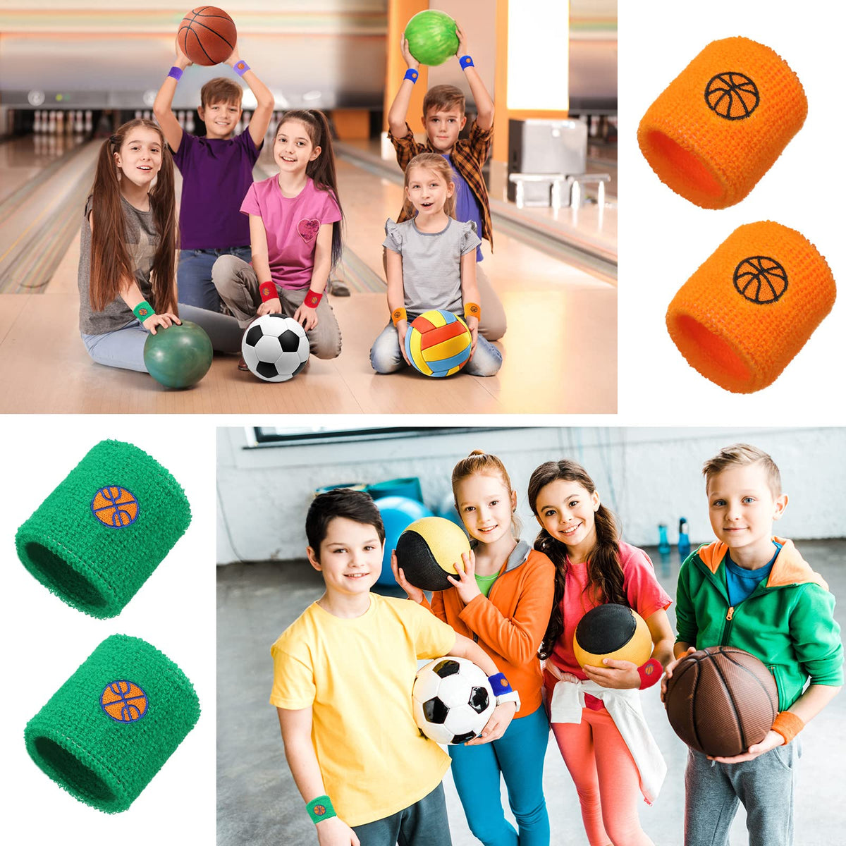 Jeyiour 36 Pieces Kids Sports Wristbands – Colorful Embroidered Sweat Bands in 6 Colors