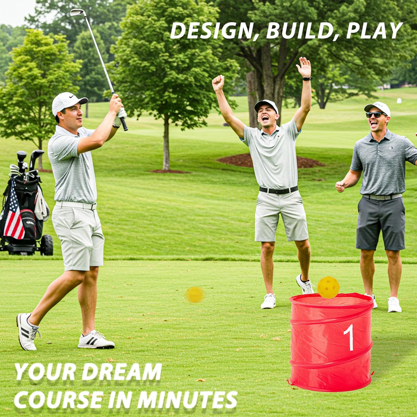 JFHID Bucket Yard Golf Game – 9-Hole Portable Set for Beach, Backyard & Parties