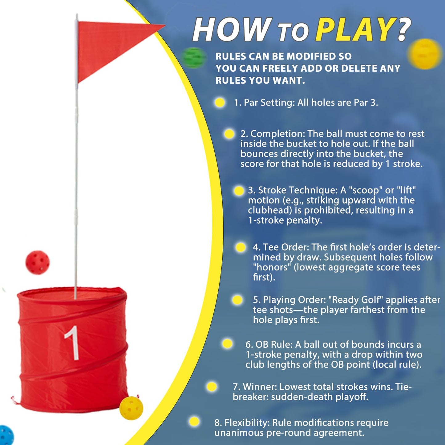 JFHID Bucket Yard Golf Game – 9-Hole Portable Set for Beach, Backyard & Parties