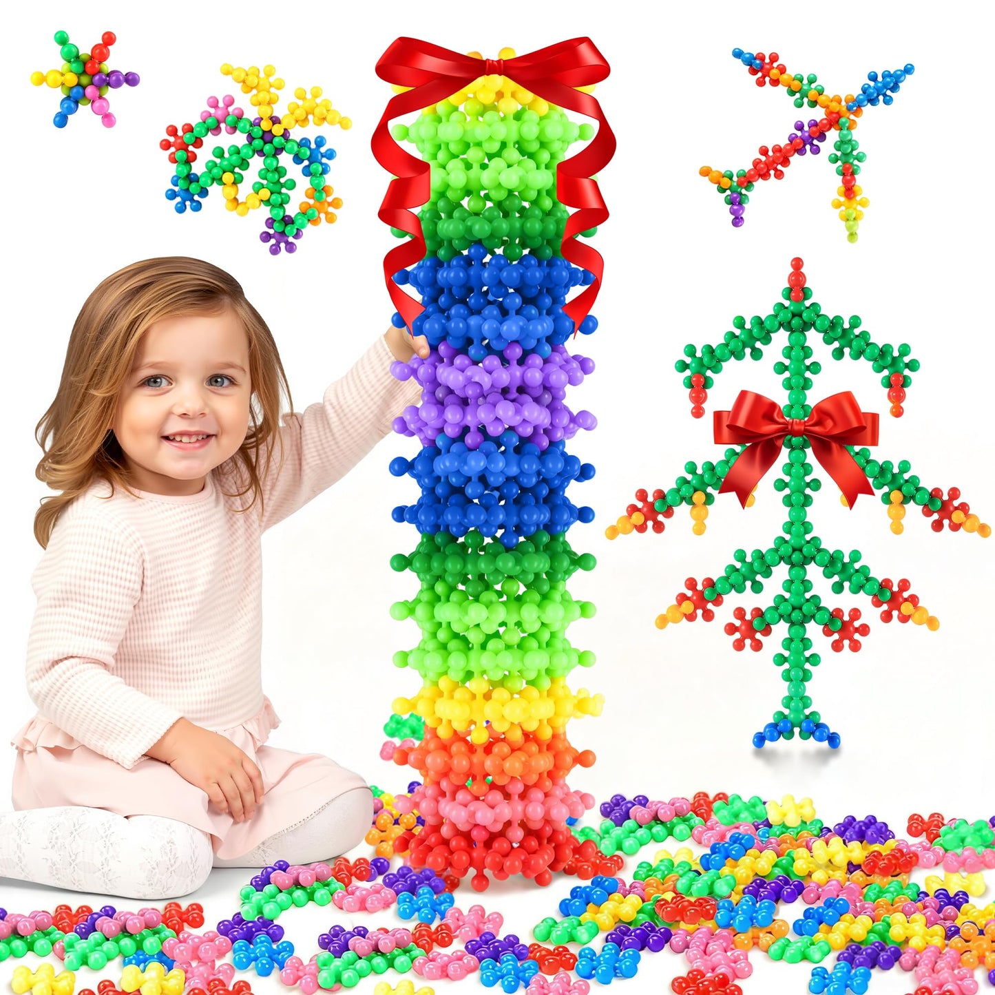 JGLXF 300-Piece Building Blocks STEM Toys for Preschool | Interlocking Solid Plastic Blocks for Ages 3+
