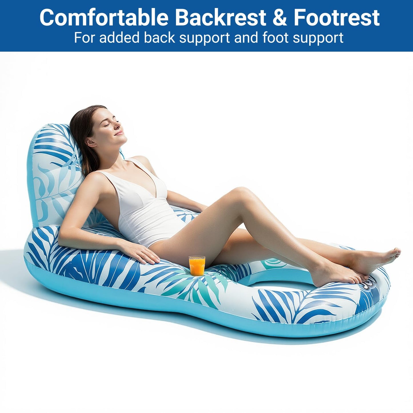 JGV Pool Floats for Adults | Inflatable Chair Lounger with Drink Holder